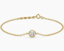 Gold Solitaire Diamond Chain Bracelet